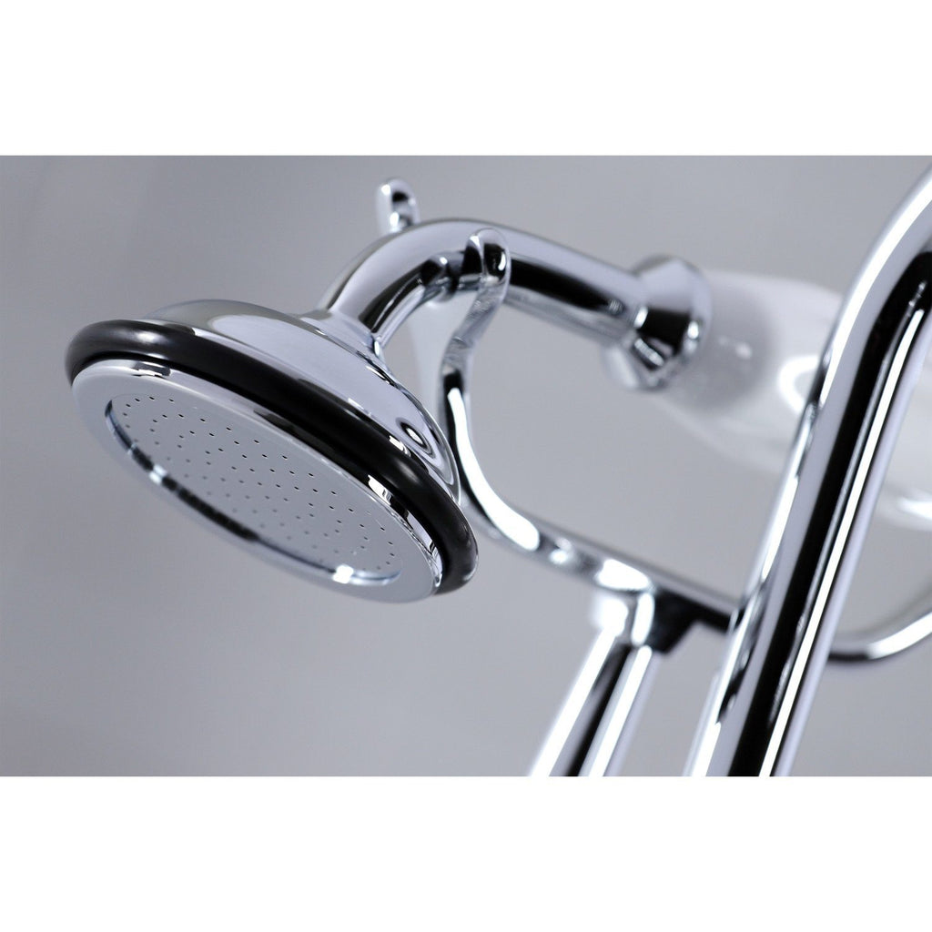 Vintage Three-Handle 2-Hole Deck-Mount Clawfoot Tub Faucet with Hand Shower