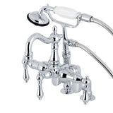 Vintage Three-Handle 2-Hole Deck-Mount Clawfoot Tub Faucet with Hand Shower
