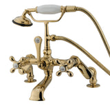 Vintage Three-Handle 2-Hole Deck-Mount Clawfoot Tub Faucet with Hand Shower