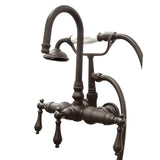 Vintage Three-Handle 2-Hole Tub Wall Mount Clawfoot Tub Faucet with Hand Shower