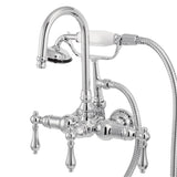 Vintage Three-Handle 2-Hole Tub Wall Mount Clawfoot Tub Faucet with Hand Shower