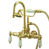 Vintage Three-Handle 2-Hole Tub Wall Mount Clawfoot Tub Faucet with Hand Shower