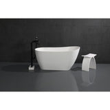 Kingston Three-Handle 2-Hole Freestanding Tub Faucet with Supply Line and Stop Valve