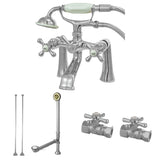 Vintage Two-Handle 2-Hole Deck Mount Clawfoot Tub Faucet Package with Hand Shower