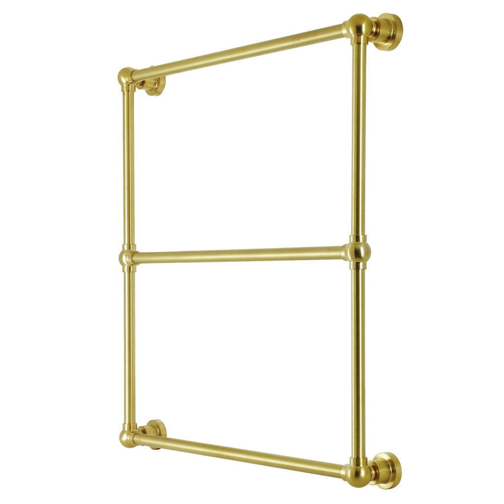Palatine 30-Inch x 32-Inch Brass Wall Mount 3-Tier Towel Rack