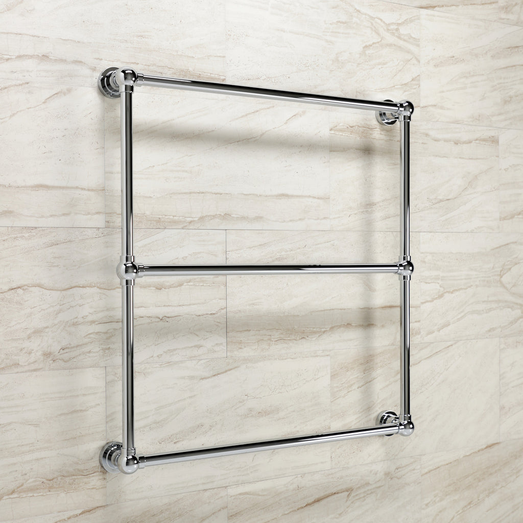 Palatine 30-Inch x 32-Inch Brass Wall Mount 3-Tier Towel Rack