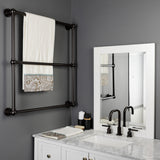 Palatine 30-Inch x 32-Inch Brass Wall Mount 3-Tier Towel Rack