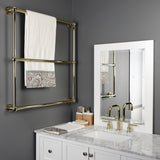 Palatine 30-Inch x 32-Inch Brass Wall Mount 3-Tier Towel Rack