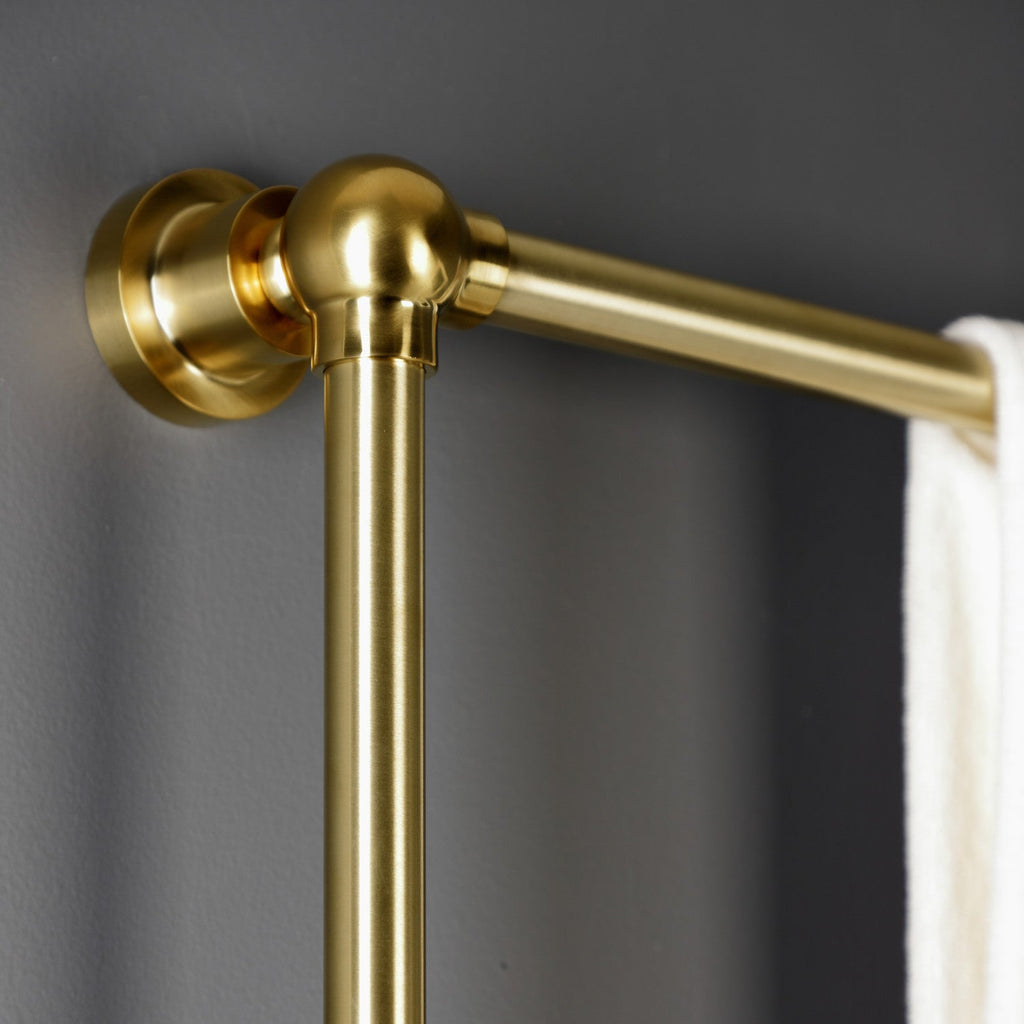 Palatine 36-Inch x 32-Inch Brass Wall Mount 3-Tier Towel Rack