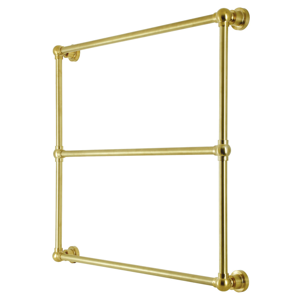 Palatine 36-Inch x 32-Inch Brass Wall Mount 3-Tier Towel Rack