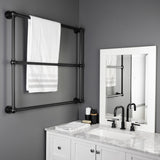 Palatine 36-Inch x 32-Inch Brass Wall Mount 3-Tier Towel Rack