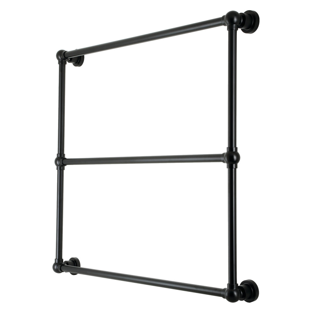 Palatine 36-Inch x 32-Inch Brass Wall Mount 3-Tier Towel Rack