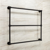 Palatine 36-Inch x 32-Inch Brass Wall Mount 3-Tier Towel Rack