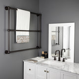 Palatine 36-Inch x 32-Inch Brass Wall Mount 3-Tier Towel Rack