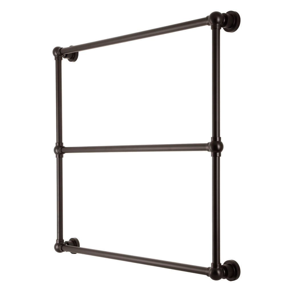 Palatine 36-Inch x 32-Inch Brass Wall Mount 3-Tier Towel Rack
