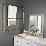Palatine 36-Inch x 32-Inch Brass Wall Mount 3-Tier Towel Rack