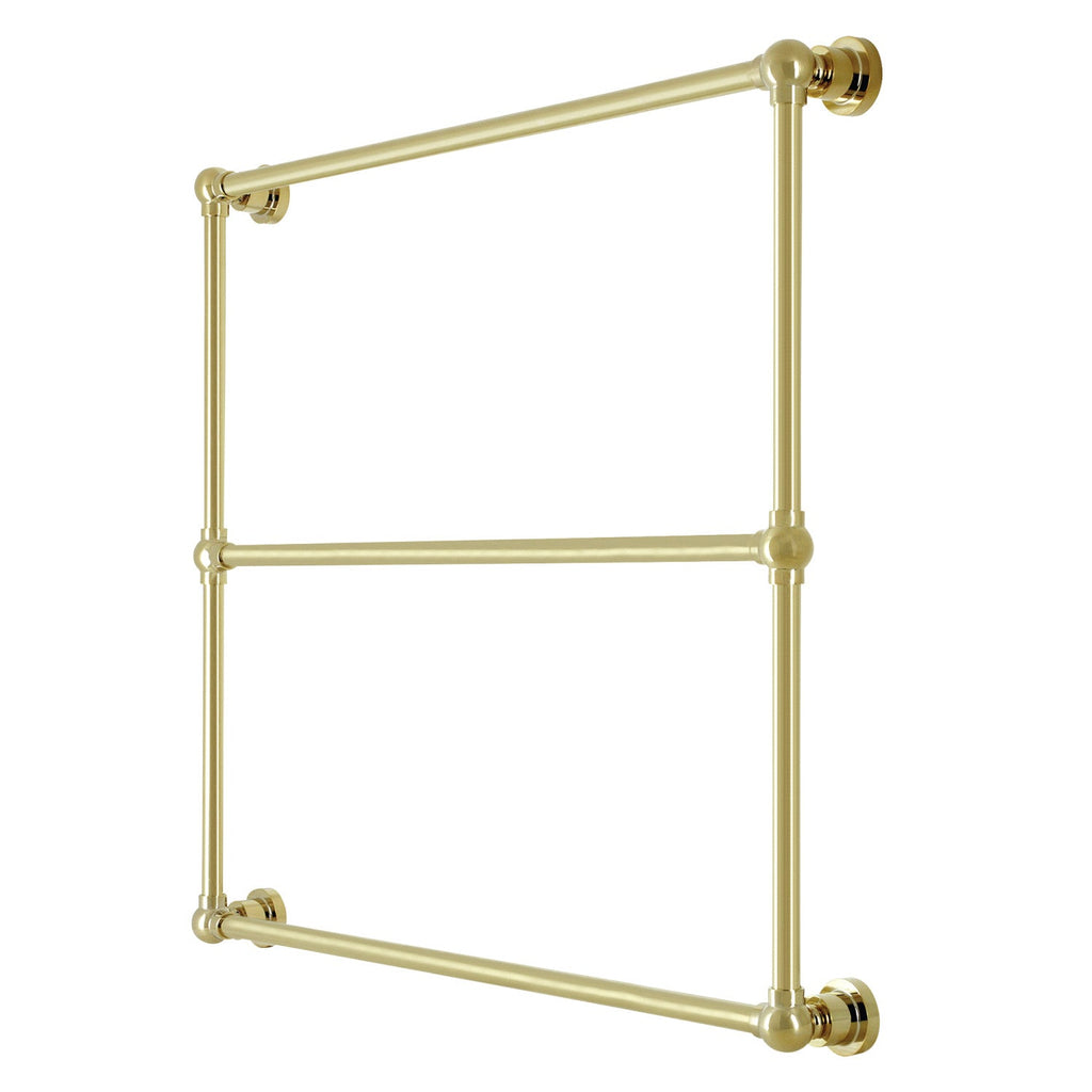 Palatine 36-Inch x 32-Inch Brass Wall Mount 3-Tier Towel Rack