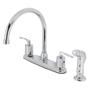 Serena Two-Handle 4-Hole Deck Mount 8" Centerset Kitchen Faucet with Side Sprayer
