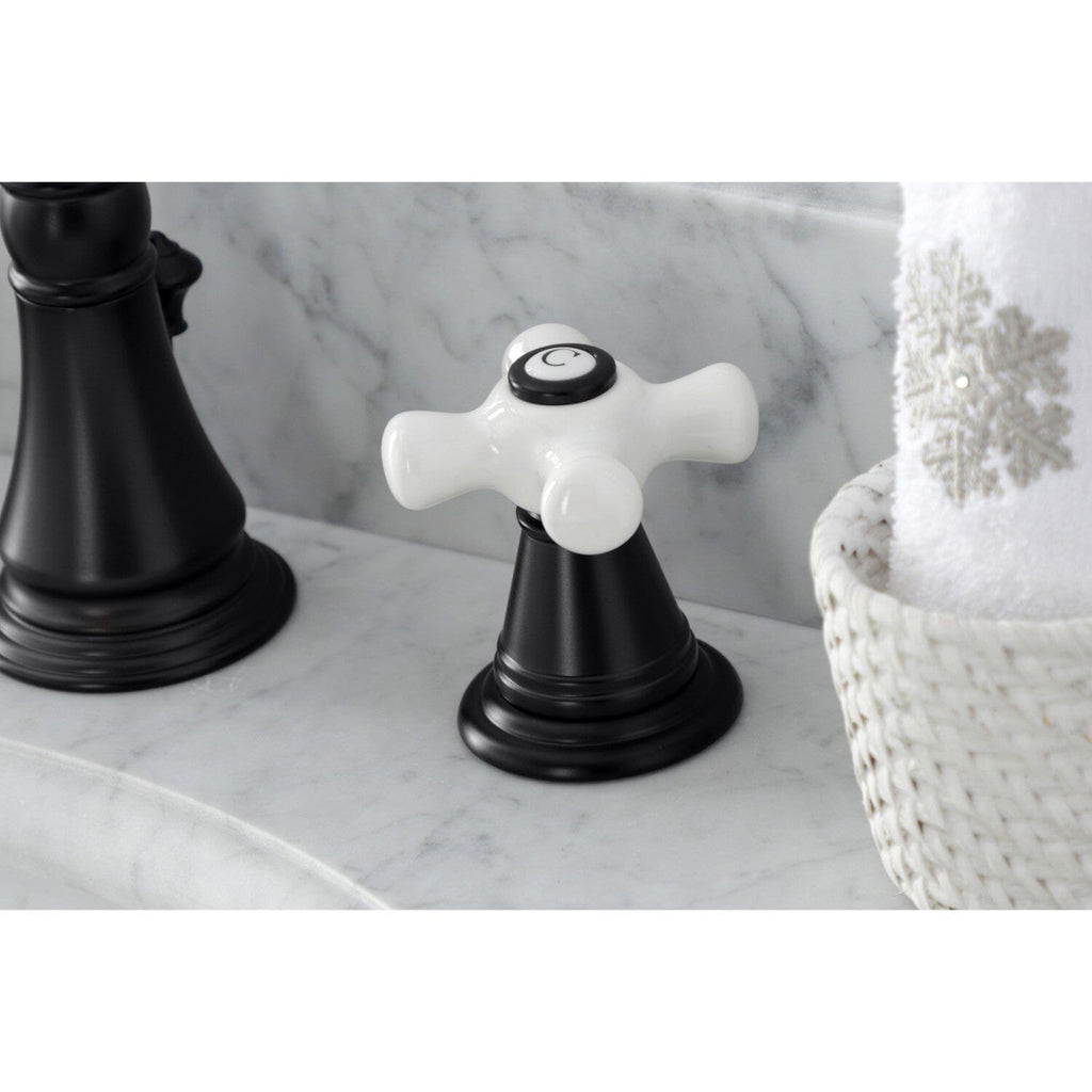 American Classic Two-Handle 3-Hole Deck Mount Widespread Bathroom Faucet with Brass Pop-Up Drain