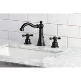 American Classic Two-Handle 3-Hole Deck Mount Widespread Bathroom Faucet with Brass Pop-Up Drain