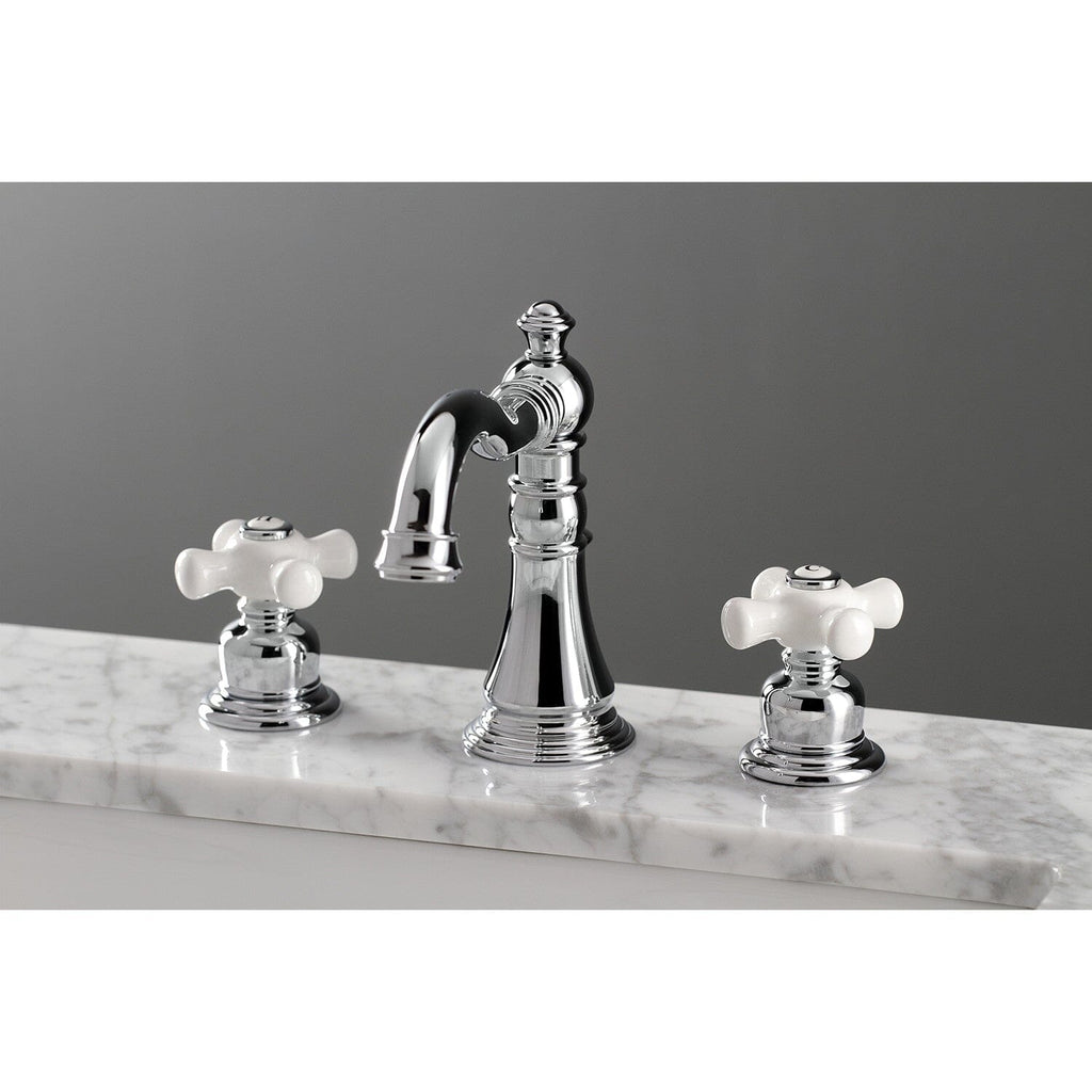 American Classic Two-Handle 3-Hole Deck Mount Widespread Bathroom Faucet with Pop-Up Drain
