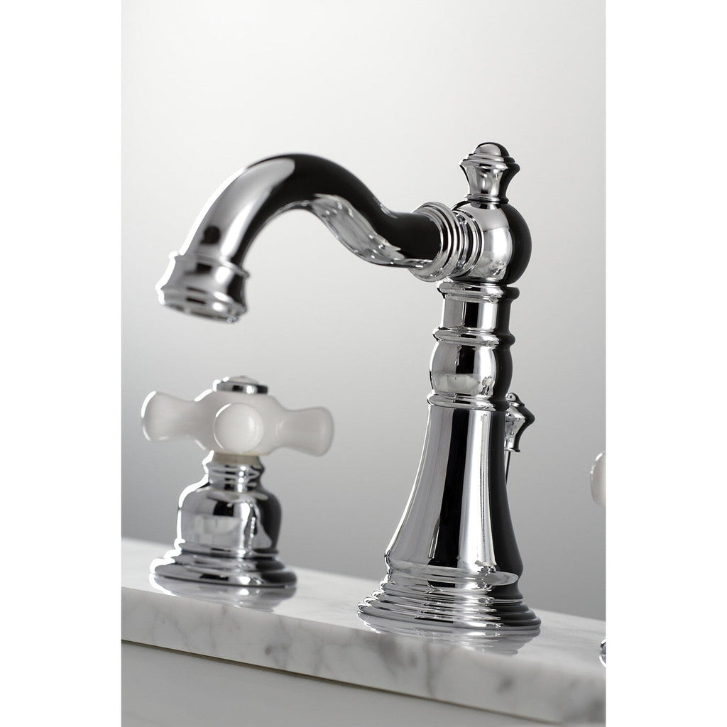 American Classic Two-Handle 3-Hole Deck Mount Widespread Bathroom Faucet with Pop-Up Drain