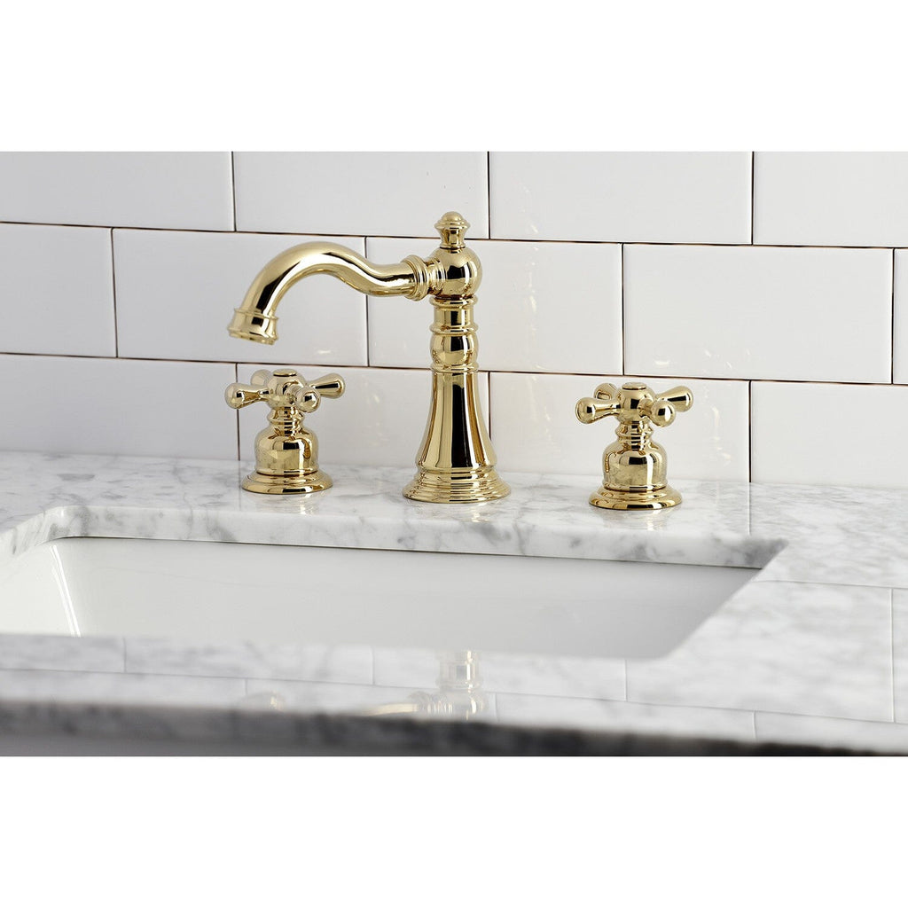 American Classic Two-Handle 3-Hole Deck Mount Widespread Bathroom Faucet with Retail Pop-Up Drain
