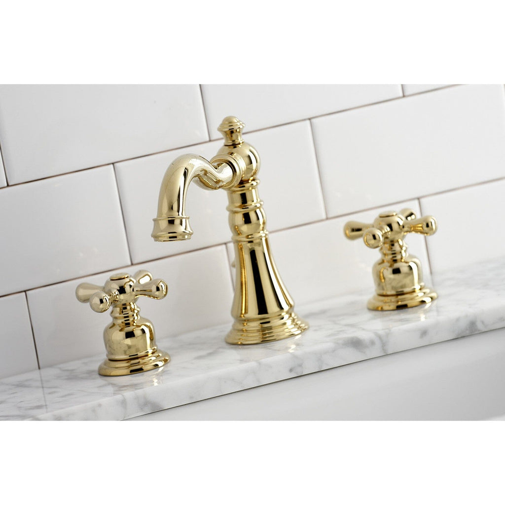 American Classic Two-Handle 3-Hole Deck Mount Widespread Bathroom Faucet with Retail Pop-Up Drain