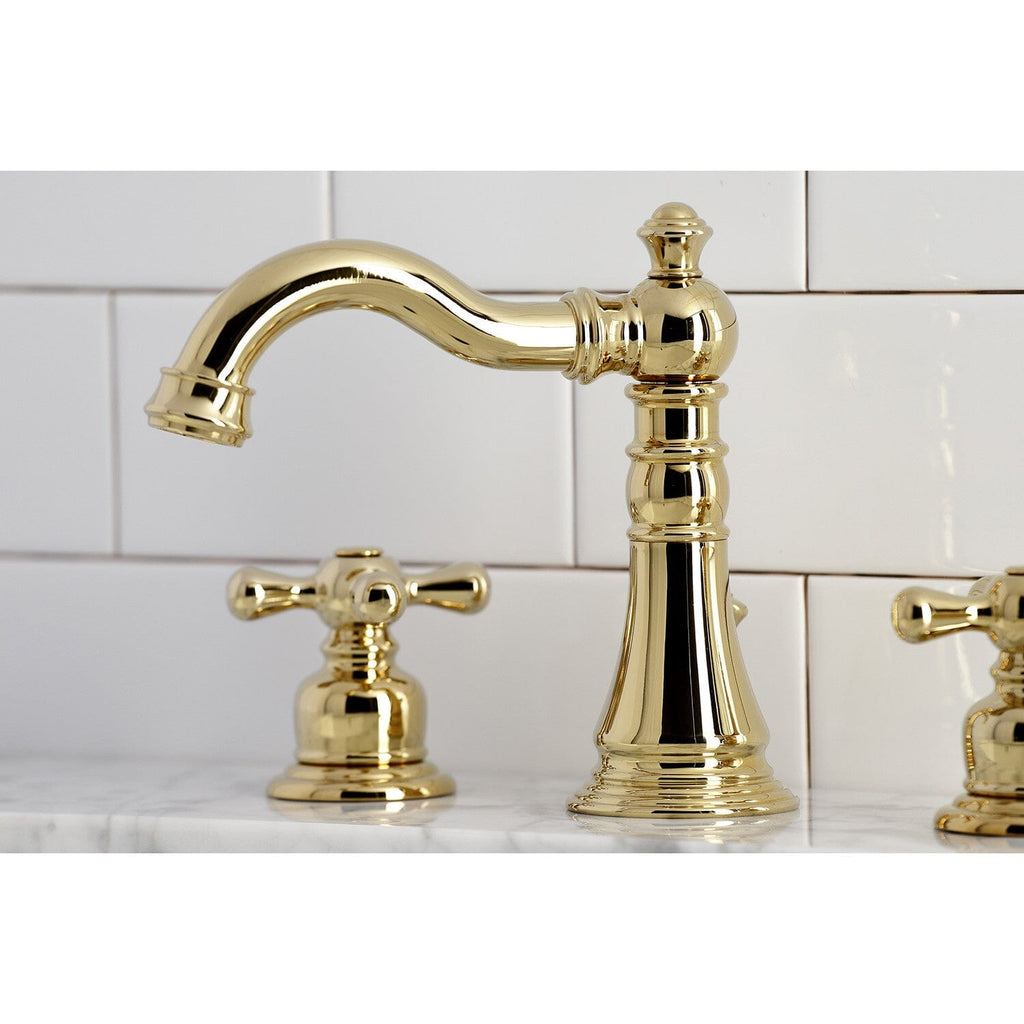American Classic Two-Handle 3-Hole Deck Mount Widespread Bathroom Faucet with Retail Pop-Up Drain