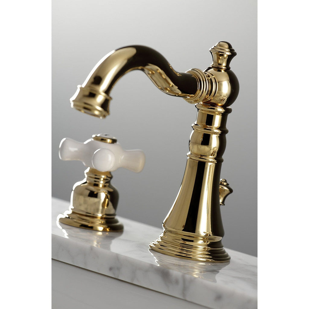 American Classic Two-Handle 3-Hole Deck Mount Widespread Bathroom Faucet with Pop-Up Drain