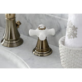 American Classic Two-Handle 3-Hole Deck Mount Widespread Bathroom Faucet with Brass Pop-Up Drain
