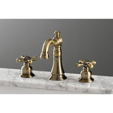 American Classic Two-Handle 3-Hole Deck Mount Widespread Bathroom Faucet with Brass Pop-Up Drain