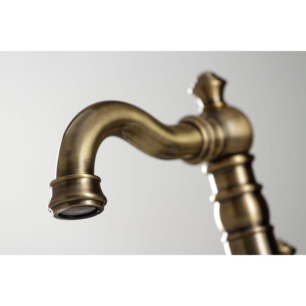 American Classic Two-Handle 3-Hole Deck Mount Widespread Bathroom Faucet with Brass Pop-Up Drain