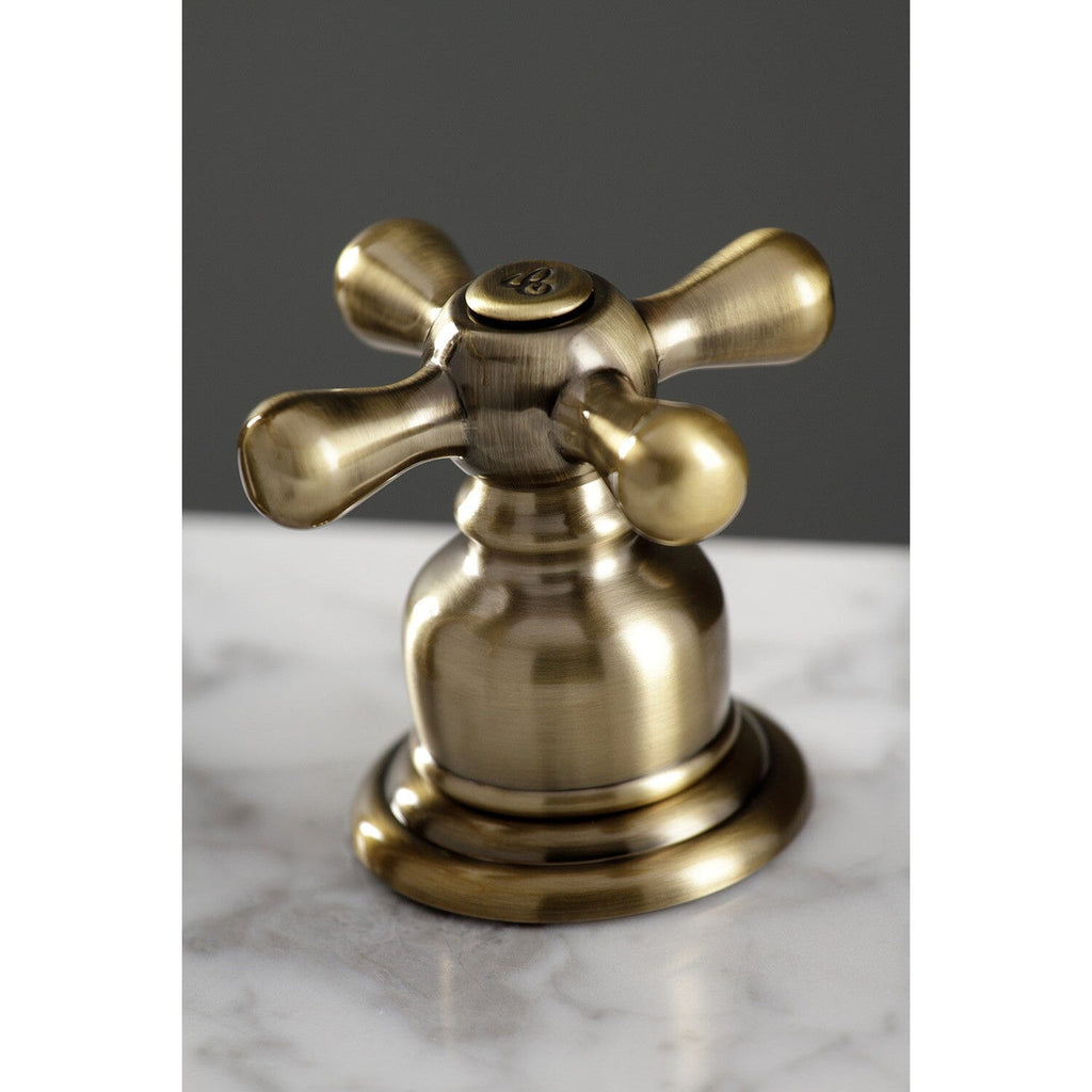American Classic Two-Handle 3-Hole Deck Mount Widespread Bathroom Faucet with Brass Pop-Up Drain