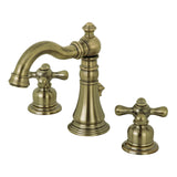 American Classic Two-Handle 3-Hole Deck Mount Widespread Bathroom Faucet with Brass Pop-Up Drain
