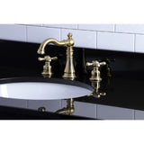 American Classic Two-Handle 3-Hole Deck Mount Widespread Bathroom Faucet with Brass Pop-Up Drain