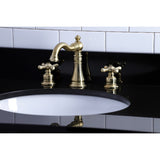 American Classic Two-Handle 3-Hole Deck Mount Widespread Bathroom Faucet with Brass Pop-Up Drain