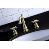 American Classic Two-Handle 3-Hole Deck Mount Widespread Bathroom Faucet with Brass Pop-Up Drain