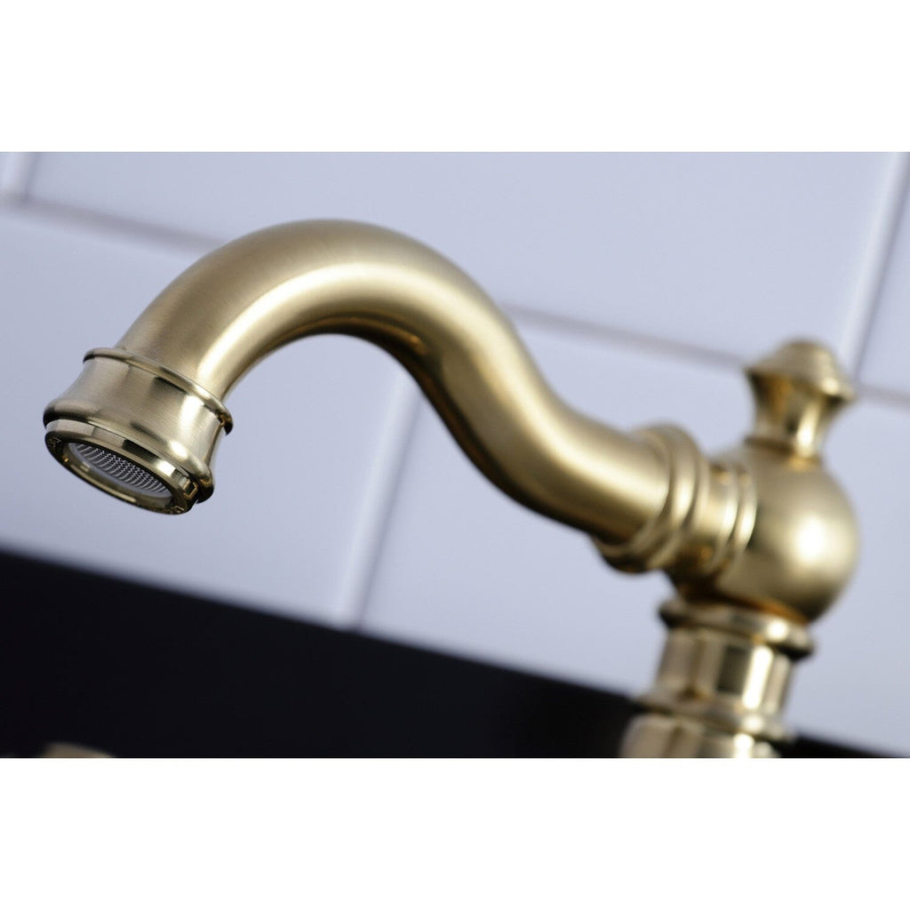 American Classic Two-Handle 3-Hole Deck Mount Widespread Bathroom Faucet with Brass Pop-Up Drain