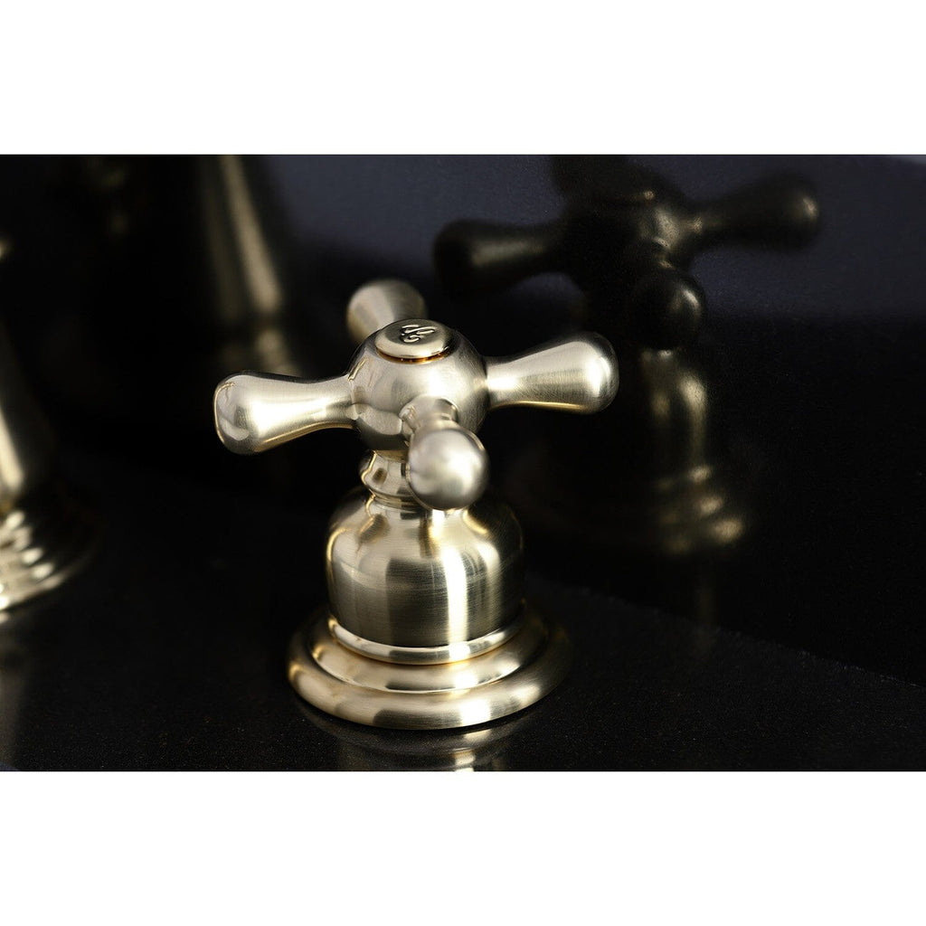 American Classic Two-Handle 3-Hole Deck Mount Widespread Bathroom Faucet with Brass Pop-Up Drain