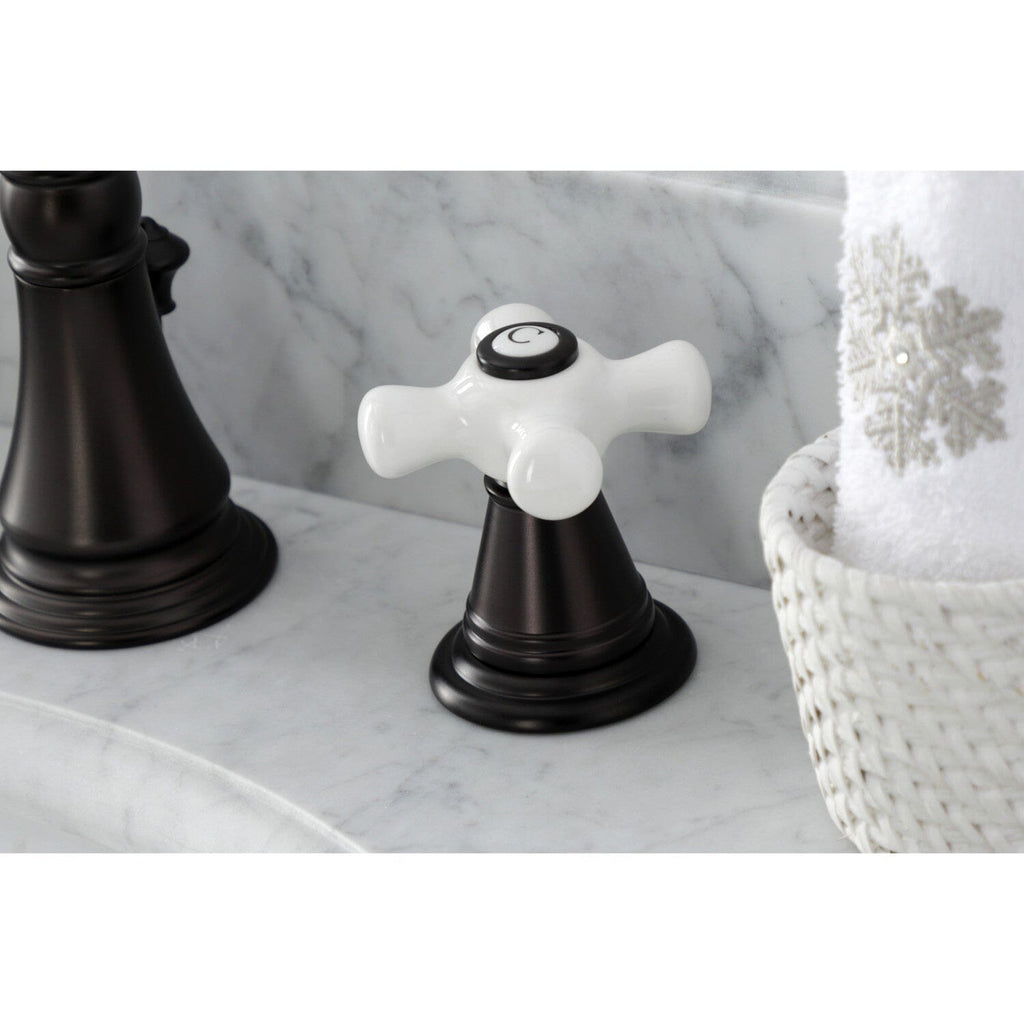 American Classic Two-Handle 3-Hole Deck Mount Widespread Bathroom Faucet with Retail Pop-Up Drain