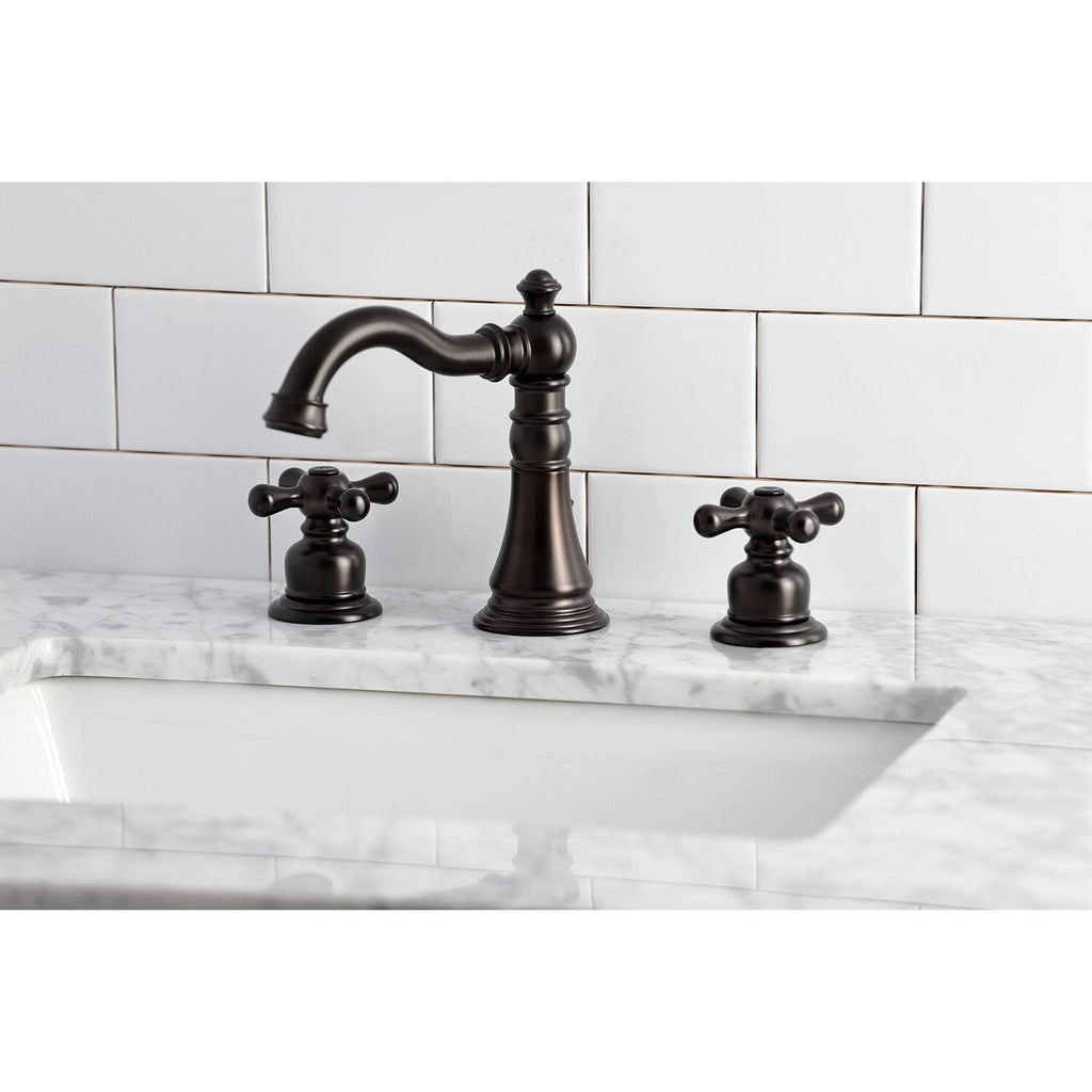 American Classic Two-Handle 3-Hole Deck Mount Widespread Bathroom Faucet with Retail Pop-Up Drain