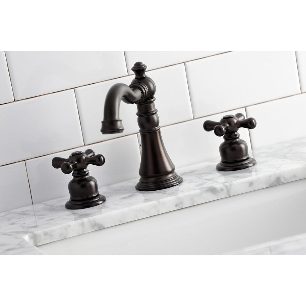 American Classic Two-Handle 3-Hole Deck Mount Widespread Bathroom Faucet with Retail Pop-Up Drain