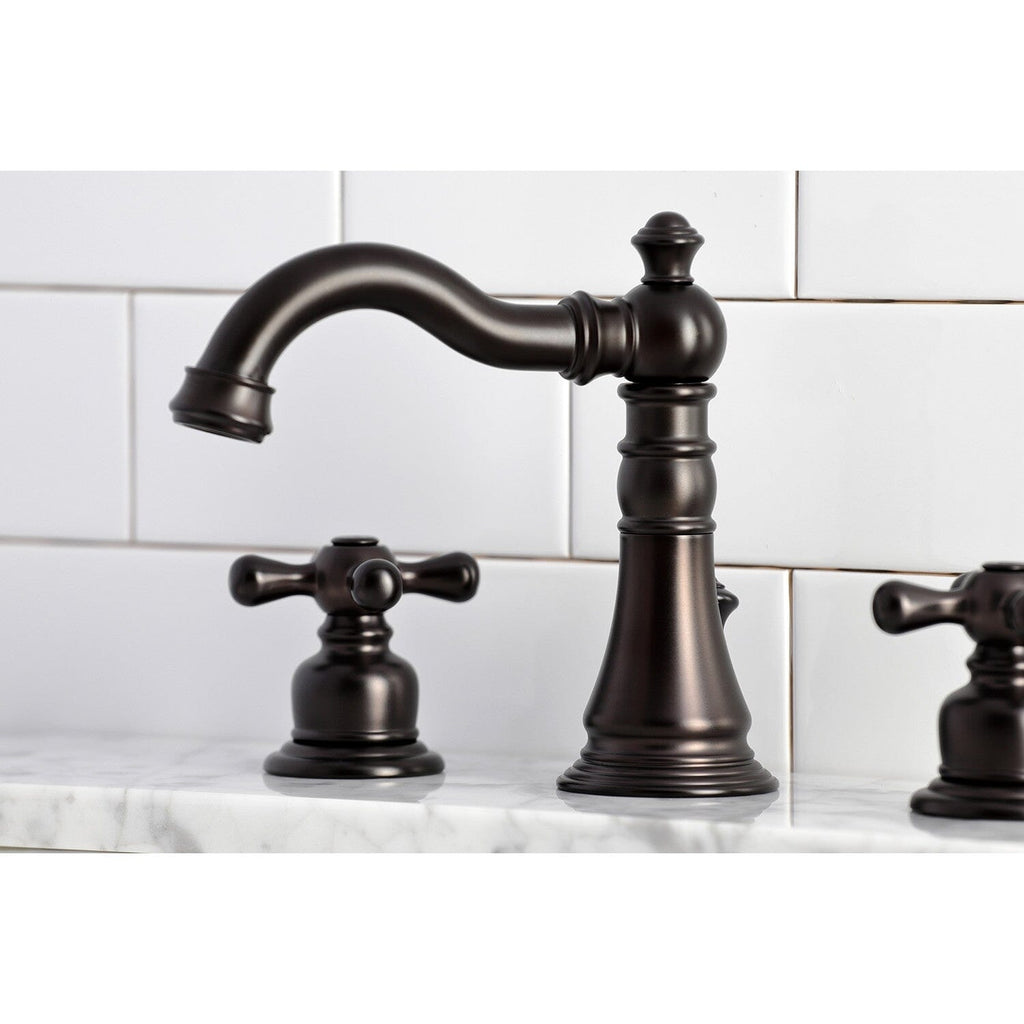 American Classic Two-Handle 3-Hole Deck Mount Widespread Bathroom Faucet with Retail Pop-Up Drain