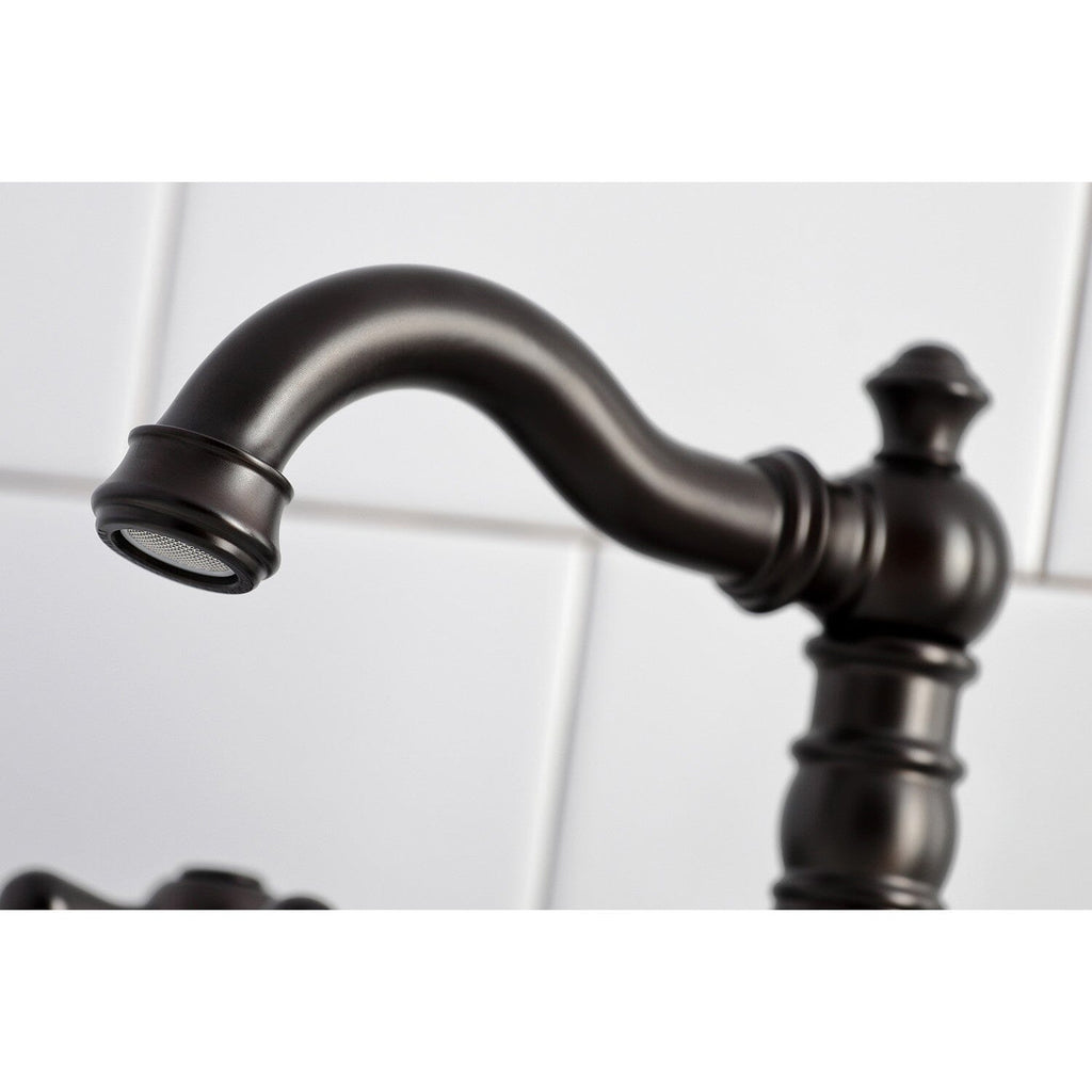 American Classic Two-Handle 3-Hole Deck Mount Widespread Bathroom Faucet with Retail Pop-Up Drain