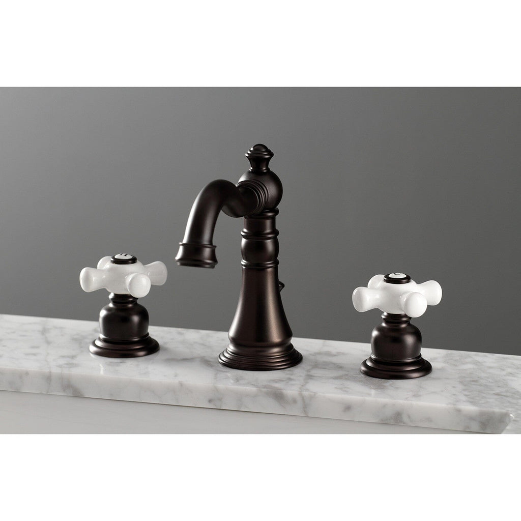 American Classic Two-Handle 3-Hole Deck Mount Widespread Bathroom Faucet with Pop-Up Drain