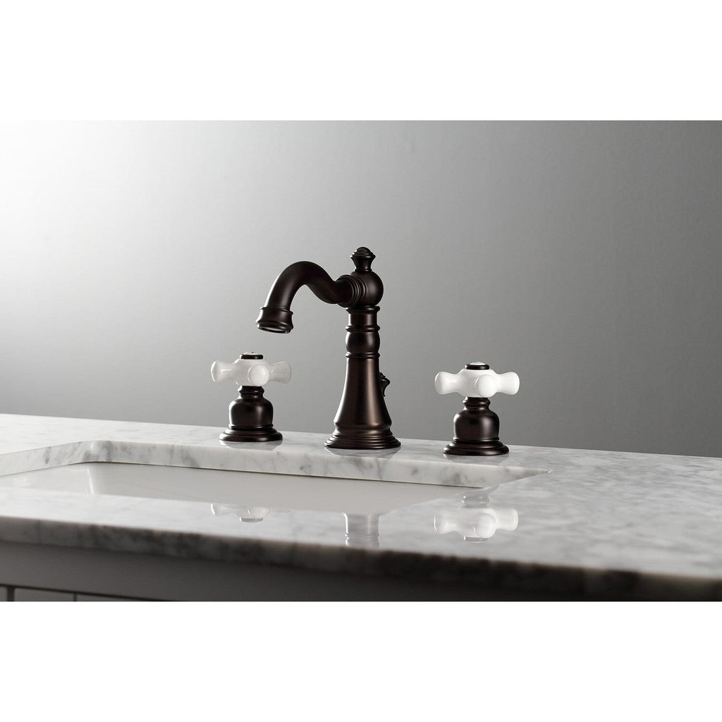 American Classic Two-Handle 3-Hole Deck Mount Widespread Bathroom Faucet with Pop-Up Drain