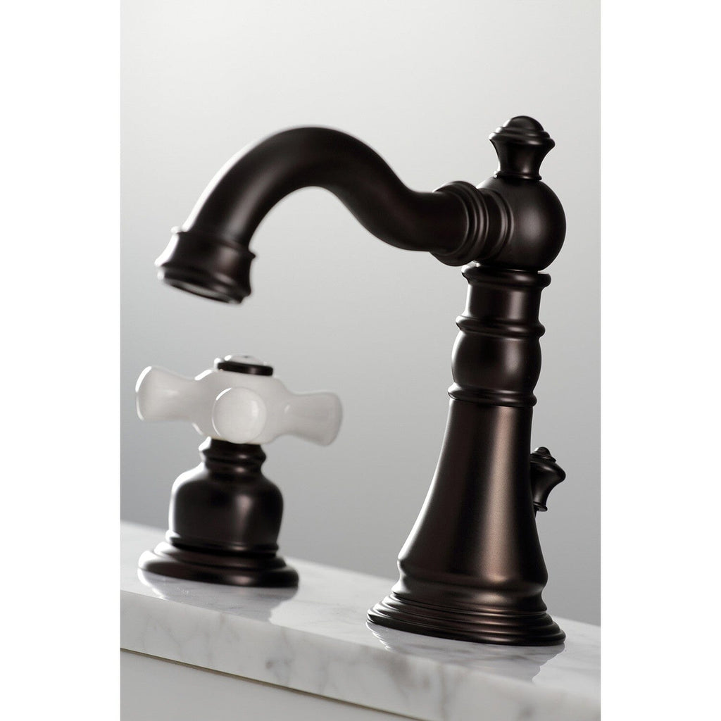 American Classic Two-Handle 3-Hole Deck Mount Widespread Bathroom Faucet with Pop-Up Drain