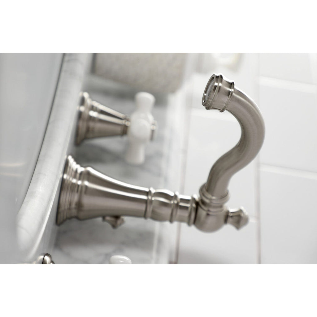American Classic Two-Handle 3-Hole Deck Mount Widespread Bathroom Faucet with Retail Pop-Up Drain