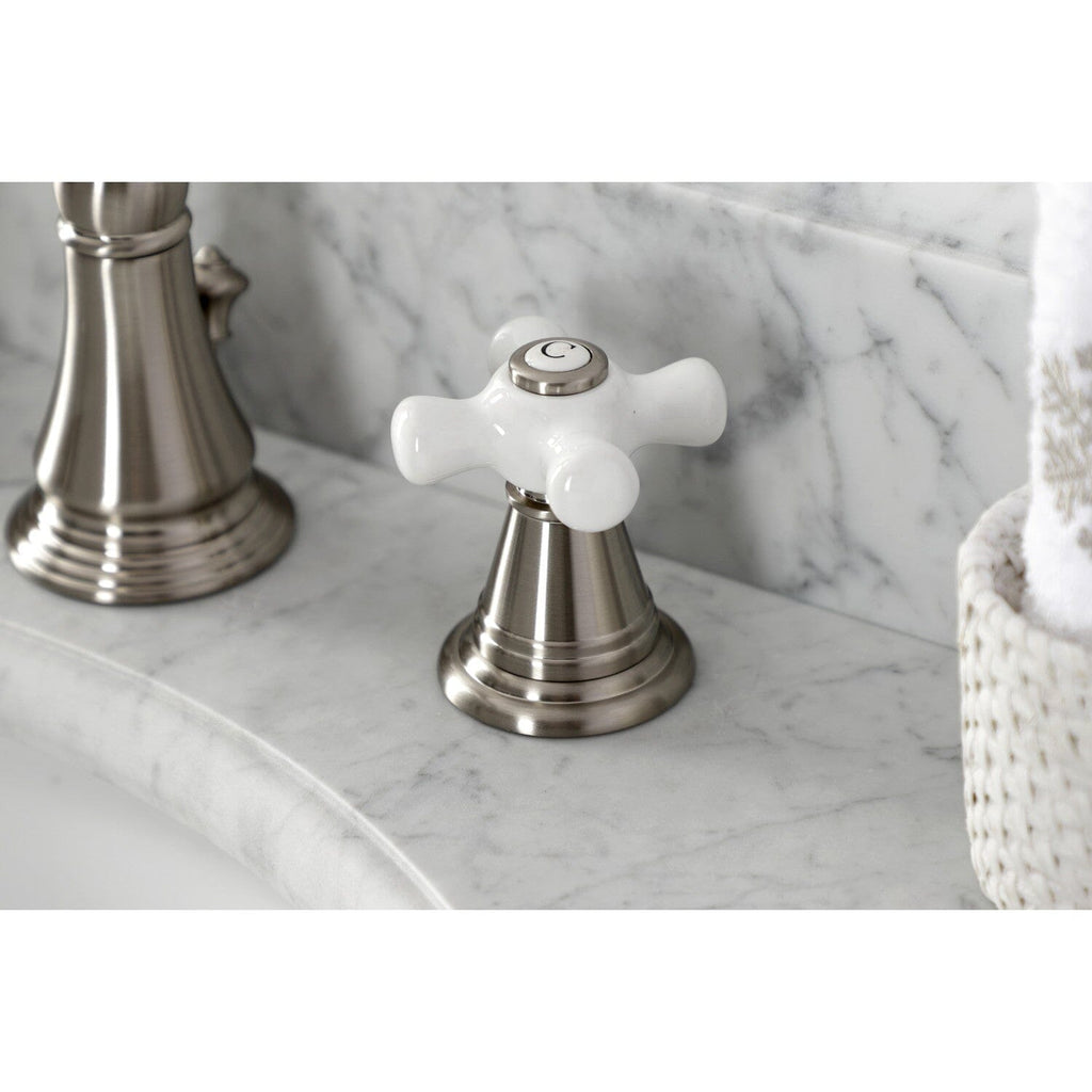 American Classic Two-Handle 3-Hole Deck Mount Widespread Bathroom Faucet with Retail Pop-Up Drain